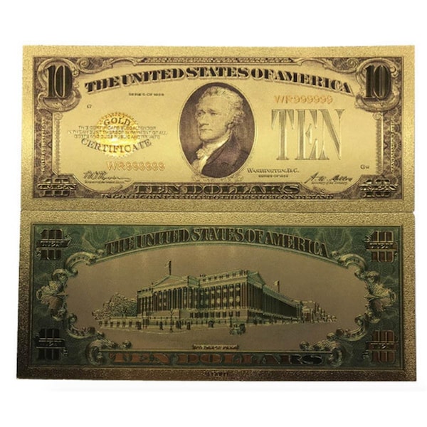 Endless Games Ten Dollar Commemorative Collectible Premium Replica Paper Money Bill 24k Gold Plated Fake Banknote EN3292630 - main